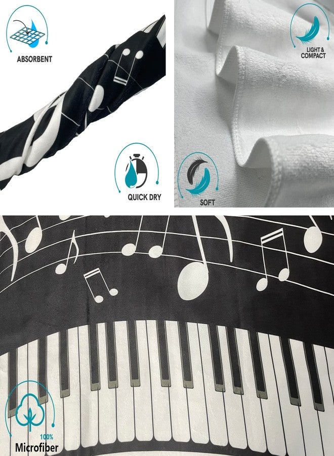 feelacle Music Notes Piano Sand Free Beach Towel Absorbent Bath Towel Large Hand Towels for Swimming Bathroom Spa Pool - Image 3